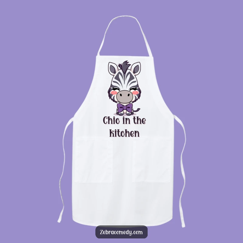 Funny Zebra Bowtie Apron - Winking Chef Style, Kitchen Humor Gift