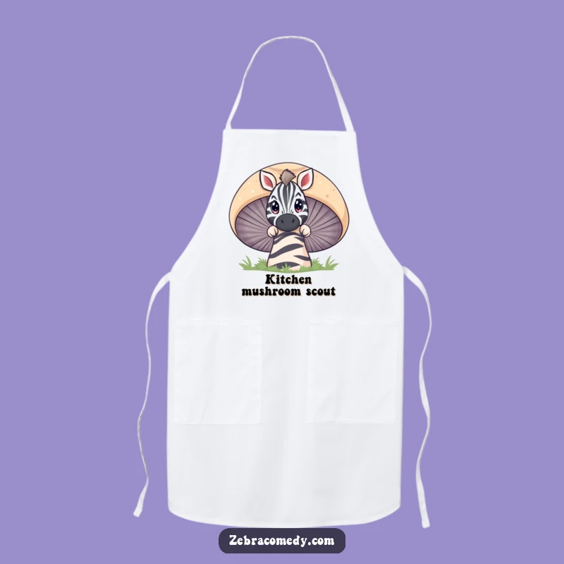 Funny Zebra Mushroom Peeking Apron - Playful Cartoon Kitchen Gift