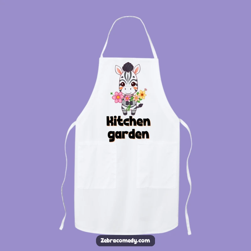 Funny Grinning Zebra Apron, Kitchen Cheer with Flowers, a Great Gift