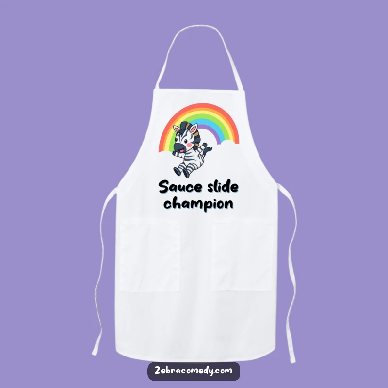 Funny Zebra Rainbow Slide Apron: Cook with Color, A Delightful Funny Gift for Chefs