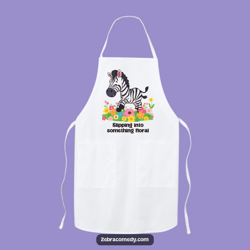 Funny Zebra Flower Slip Apron: Kitchen Humor for Aspiring Chefs