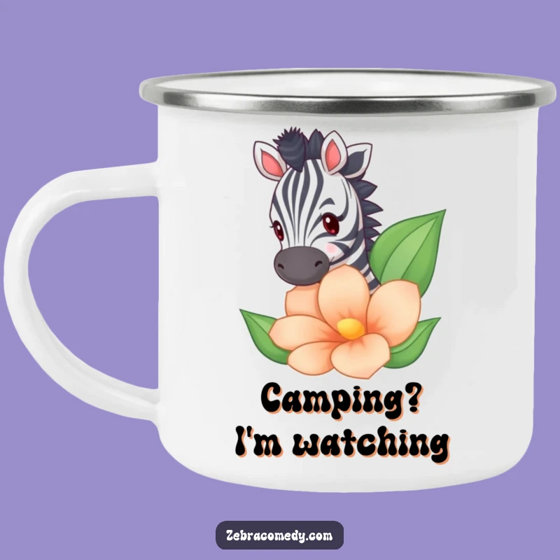 Funny Zebra Peeking Camping Mug - Hilarious Outdoor Companion with Floral Surprise