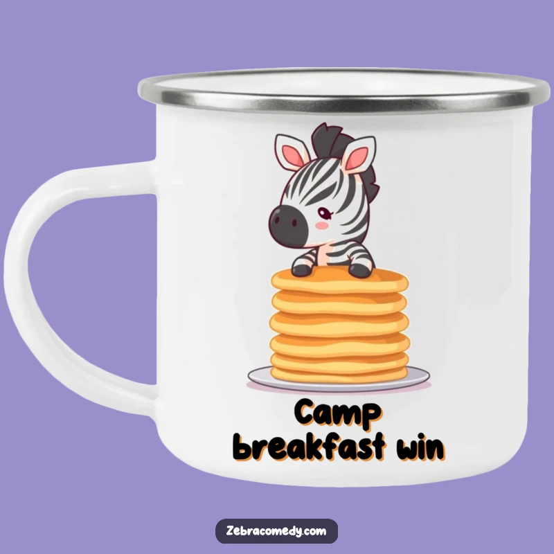 Funny Tiny Zebra Enamel Camping Mug, Breakfast Adventures, a Fun Outdoor Gift