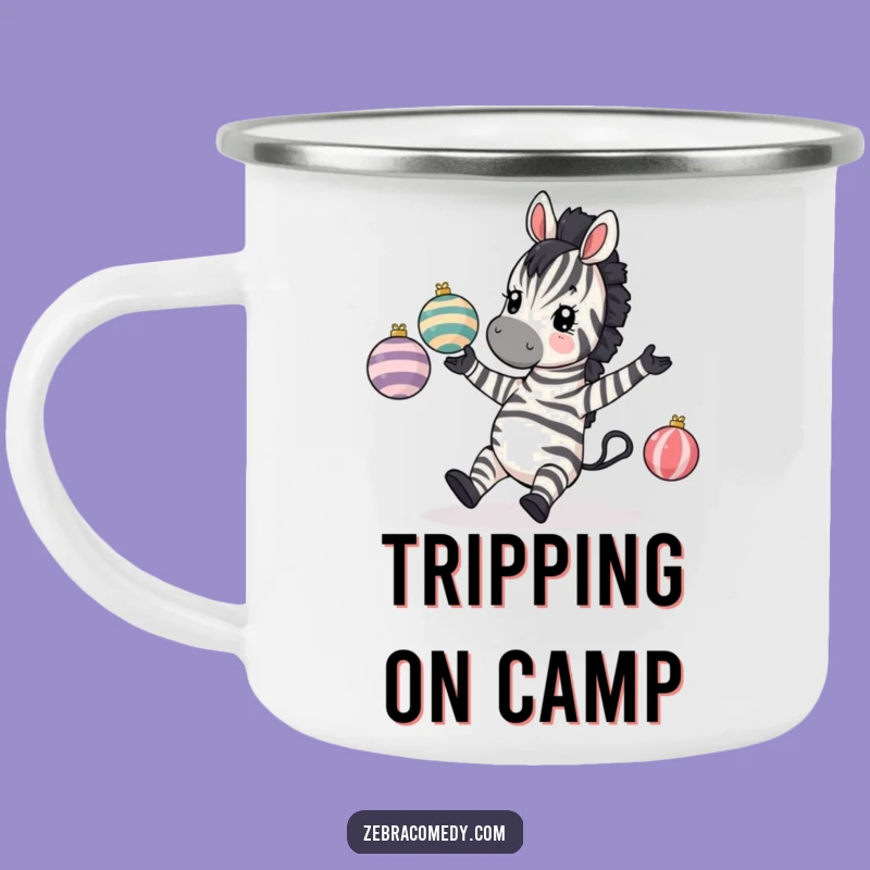 Funny Tripping Zebra Camping Mug - Enamel Comical Juggling Zebra Cup, Outdoor Humor Gift