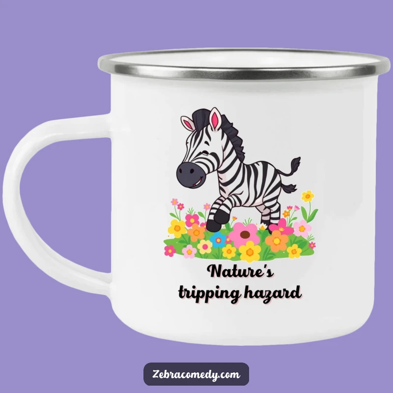 Funny Zebra Flower Slip Camping Mug: Outdoor Humor for Adventures