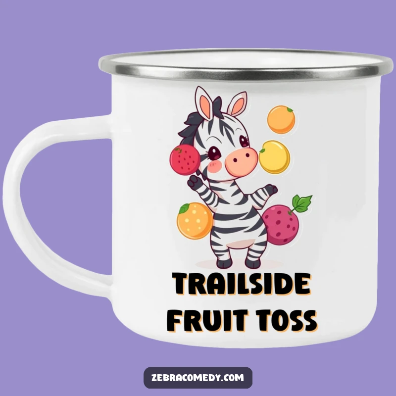 Funny Zebra Juggling Fruit Camping Mug - Outdoor Cartoon Adventure Gift