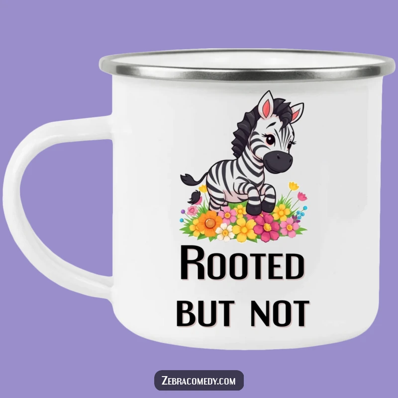 Funny Zebra Slipping Flowers Camping Mug - Outdoor Cartoon Adventure Gift