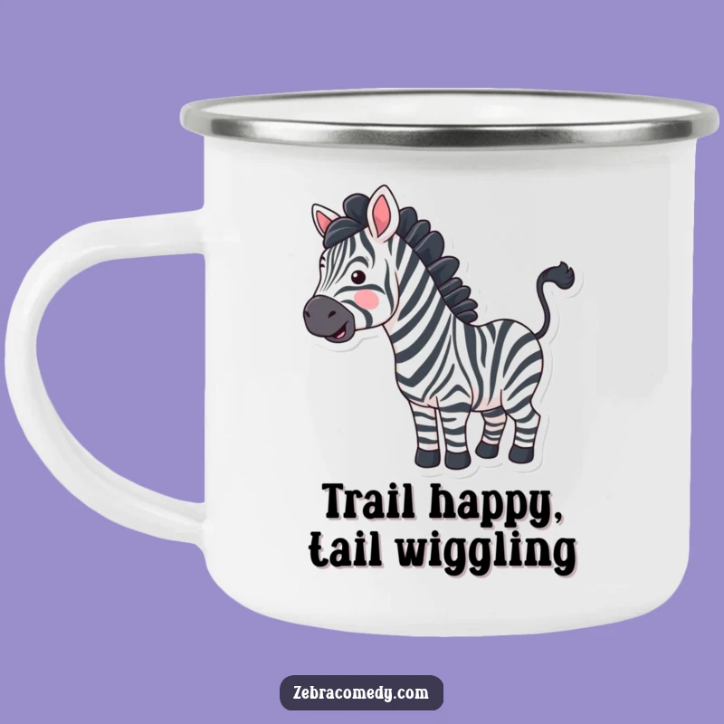 Funny Wavy Stripe Zebra Camping Mug - Happy Tail Wiggle, Adventure-Ready Humor