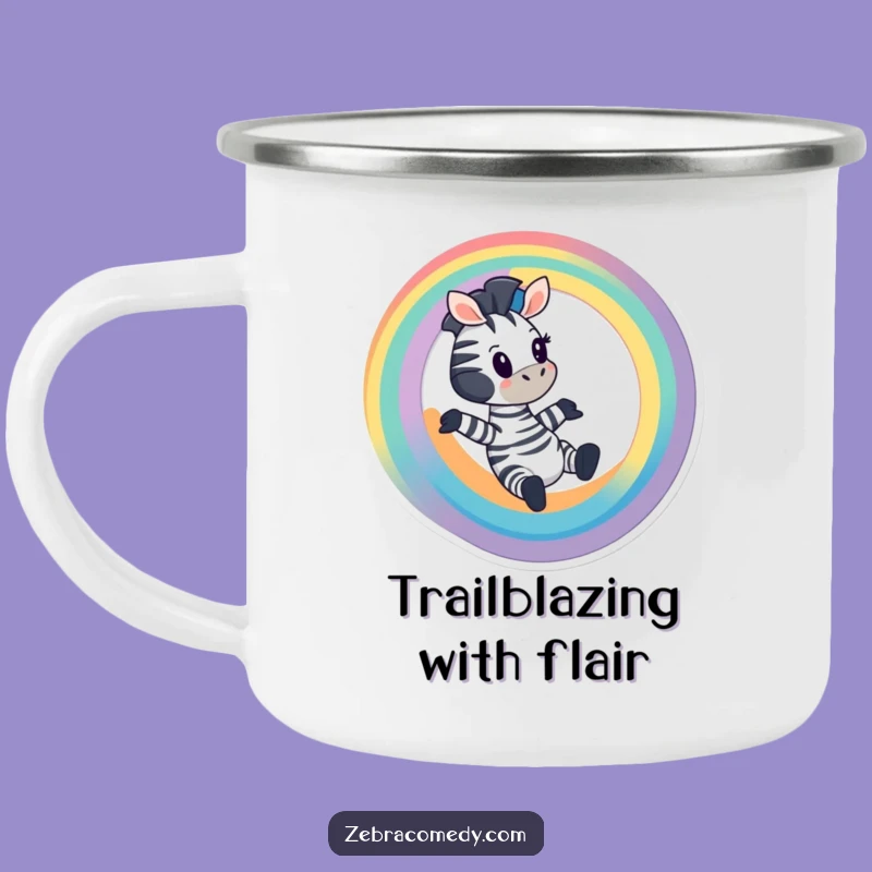 Funny Zebra Rainbow Slide Camping Mug: Adventure Fuel with Color, Perfect Outdoor Gift