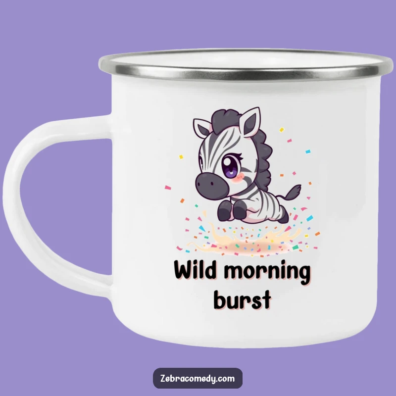 Funny Zebra Confetti Leap Camping Mug: Adventure Fuel with Fun, Perfect Outdoor Gift