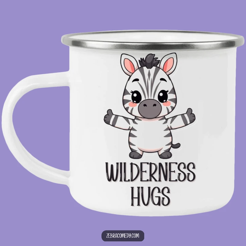 Funny Fuzzy Zebra Enamel Camping Mug, Hugs for Your Adventures, a Fun Gift