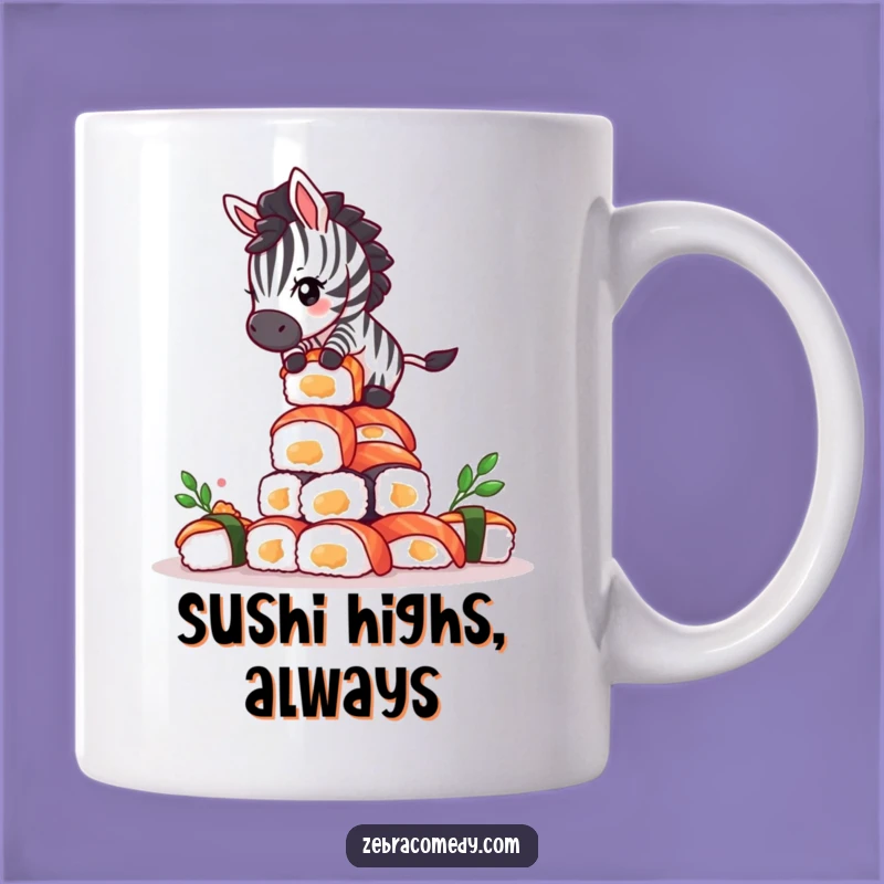 Funny Giddy Zebra Sushi Tower Mug - Hilarious Animal Balance Gift