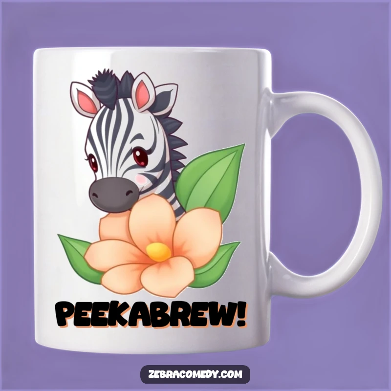 Funny Zebra Peeking Mug - Hilarious Surprise Behind Giant Flower, Unique Gift