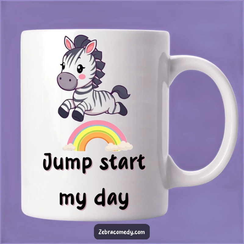 Funny Zebra Rainbow Jump Mug: Whimsical Creature Comedy, Perfect Funny Gift