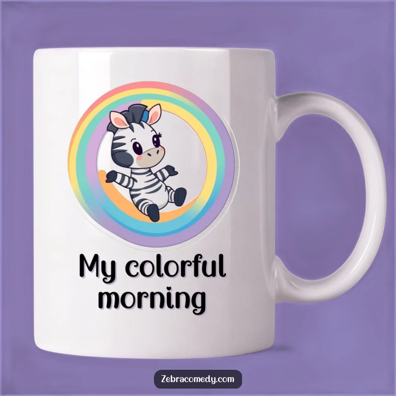Funny Zebra Rainbow Slide Mug: Whimsical Cartoon Fun, Perfect Gift for Dreamers