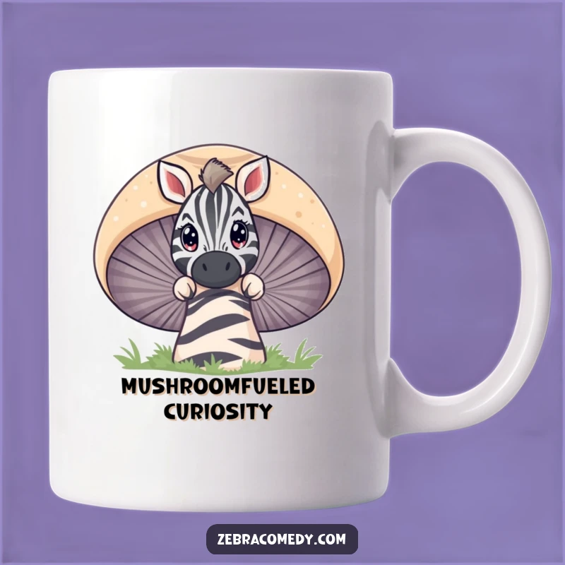 Funny Zebra Peeking Mushroom Mug - Curious Cartoon Animal Gift