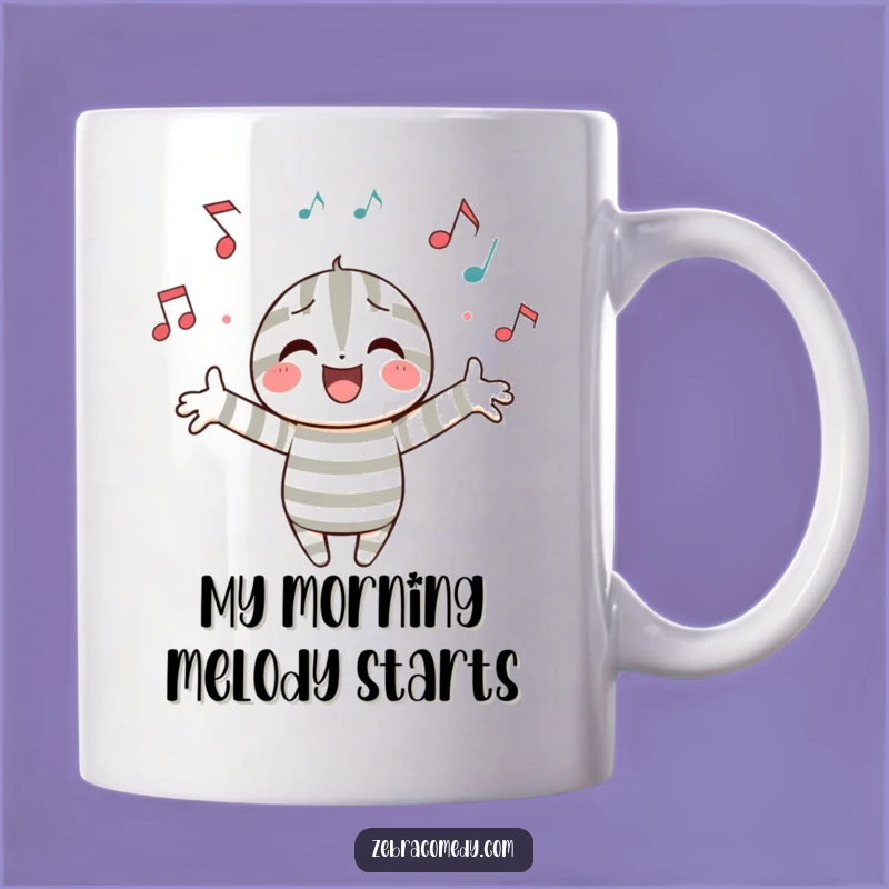 Funny Musical Notes Mug: Joyful Striped Character Singing Their Heart Out Gift