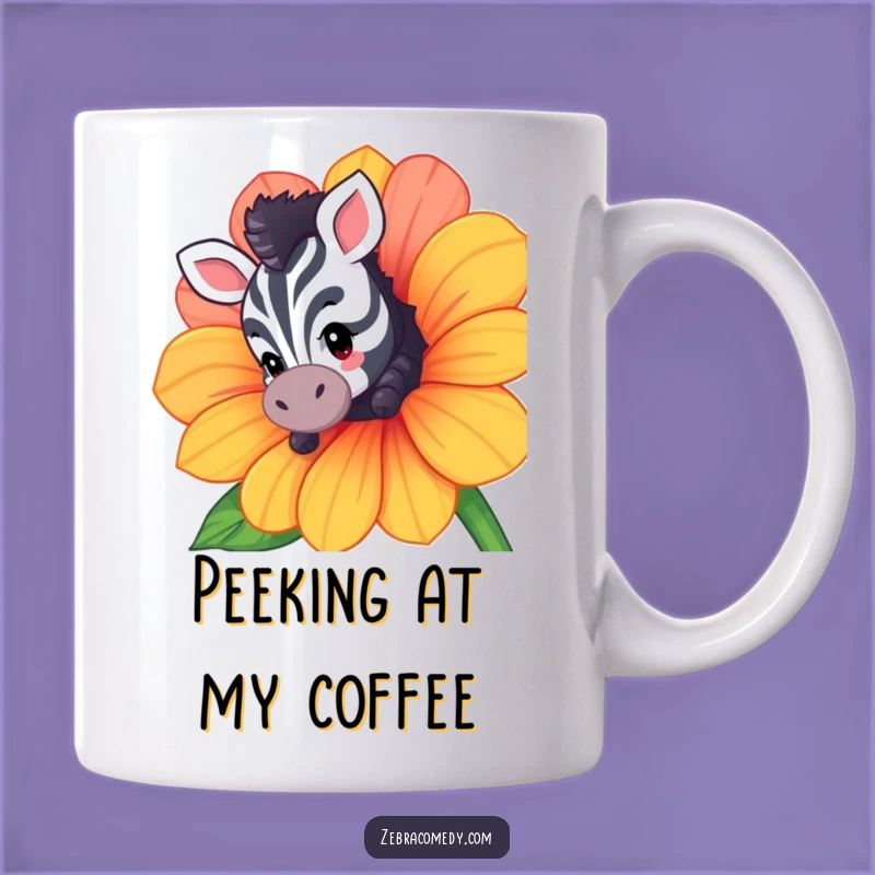 Funny Curious Zebra Flower Mug - Peek-a-Boo Gift for Nature Lovers!