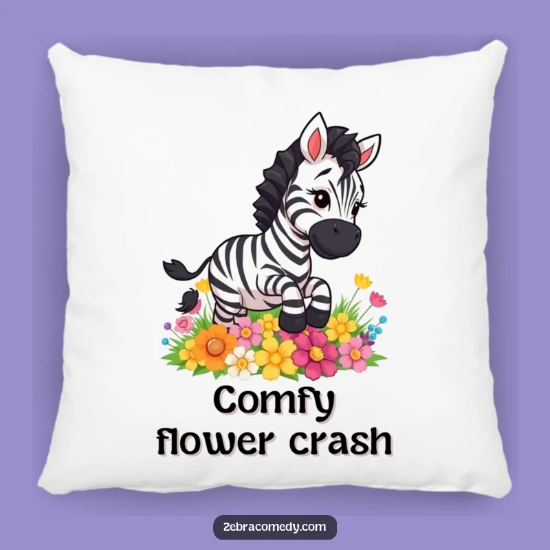 Funny Zebra Slipping Pillow - Comical Cartoon Accent Pillow