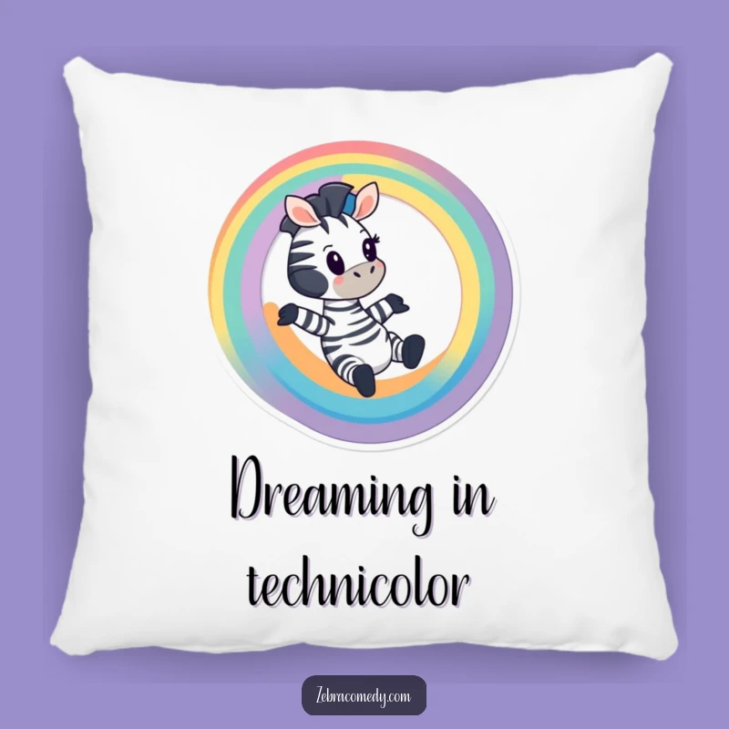 Funny Zebra Rainbow Slide Pillow: Comfy Cartoon Comfort, Perfect Gift for Dreamy Souls