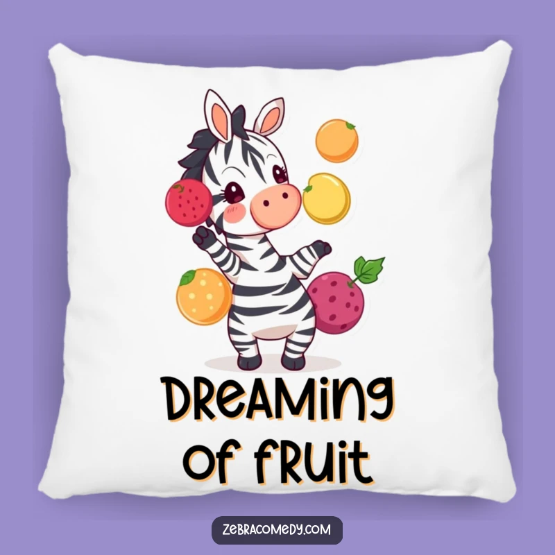 Funny Zebra Fruit Juggling Pillow - Whimsical Cartoon Accent Pillow