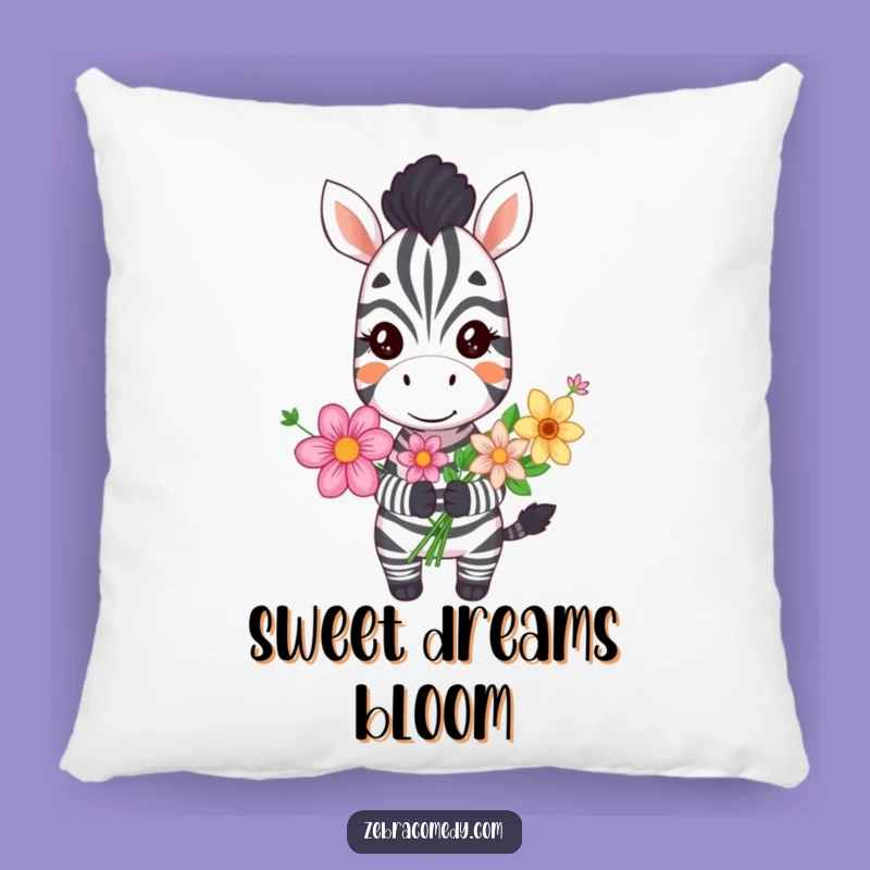Funny Grinning Zebra Pillow, Cozy Comfort with a Side of Flowers, a Fun Gift
