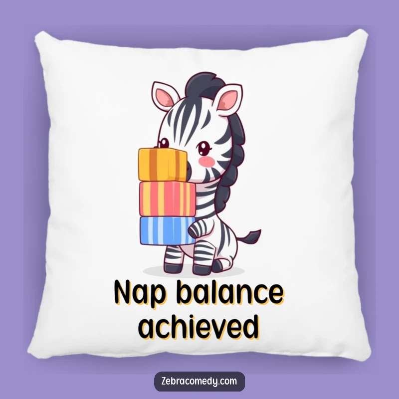 Funny Zebra Balancing Cubes Pillow: Comfy Humor for Your Couch, Perfect Funny Gift