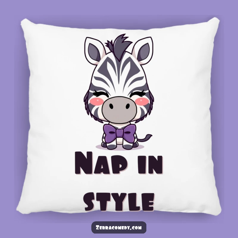 Funny Zebra Bowtie Pillow - Winking Character Accent, Cozy Humor Gift