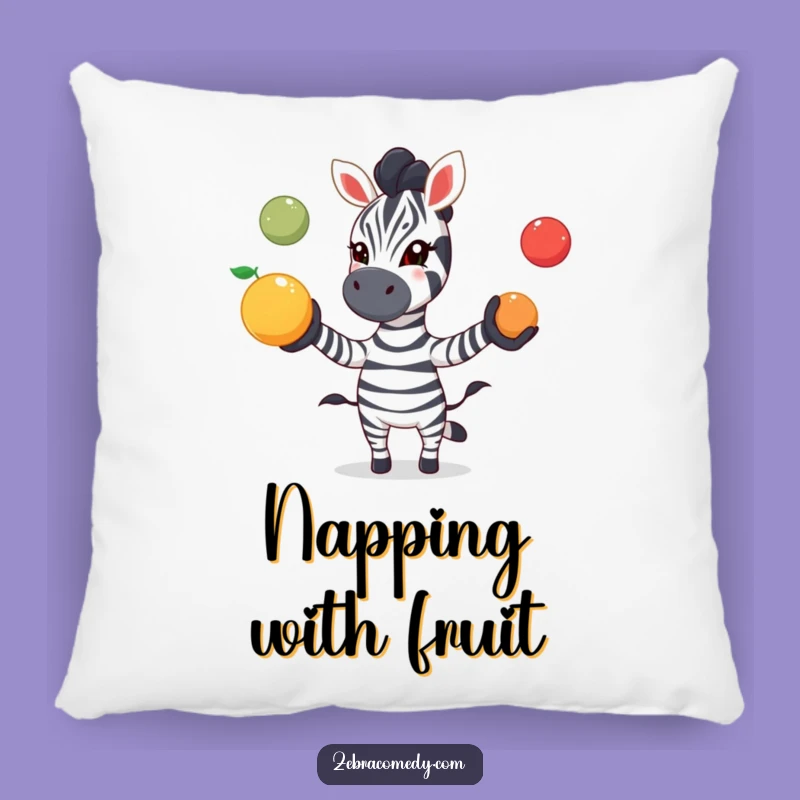 Funny Zebra Pillow: Juggling Fruit Fun, Soft Playful Comfort