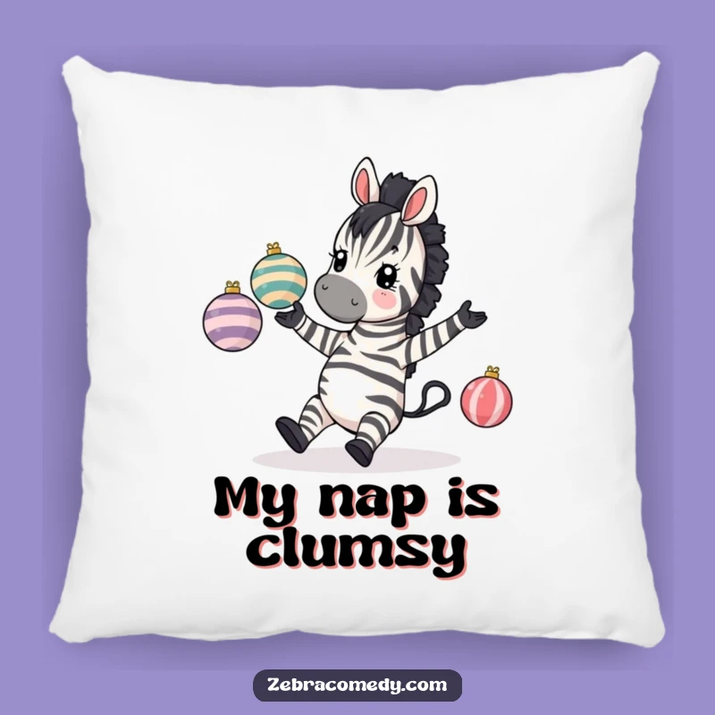Funny Tripping Zebra Pillow - Comical Juggling Zebra Cushion, Cozy Humorous Gift