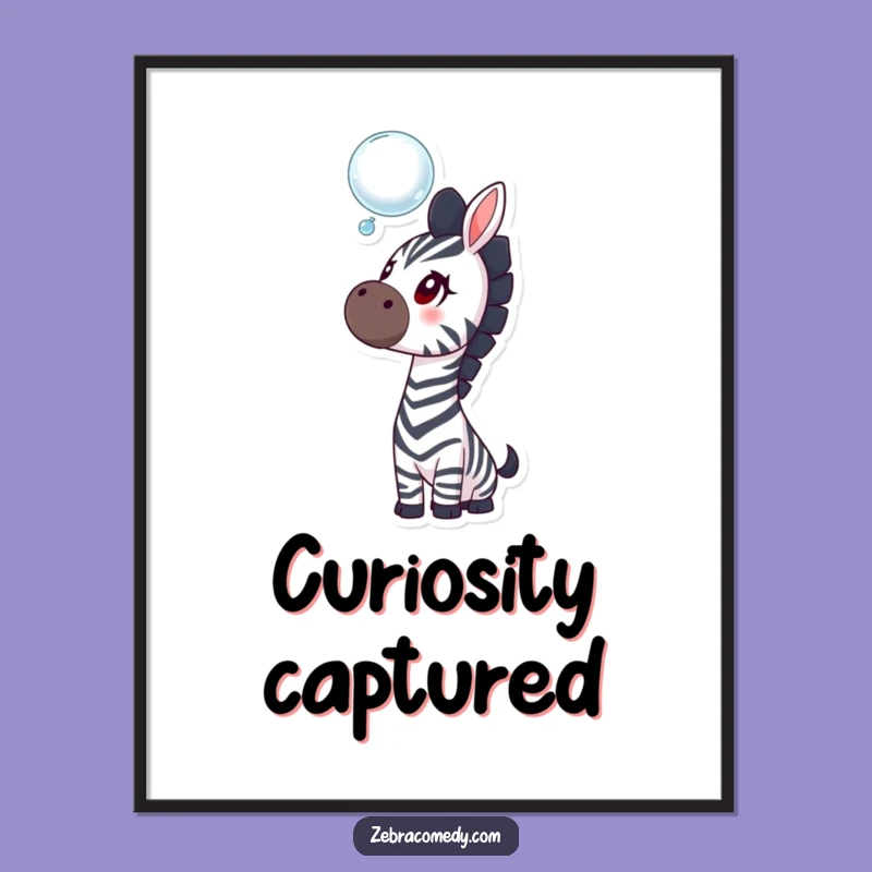 Funny Curious Zebra Digital Art, Instant Whimsy for Your Walls, a Modern Gift