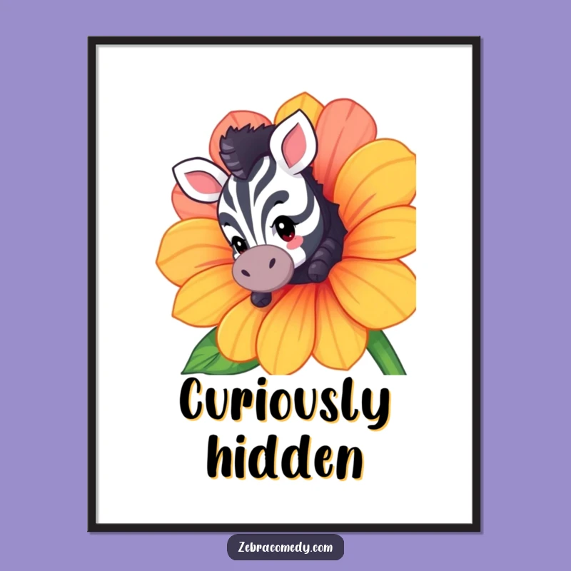 Funny Zebra Peek Digital Art - Printable Curious Wall Decor