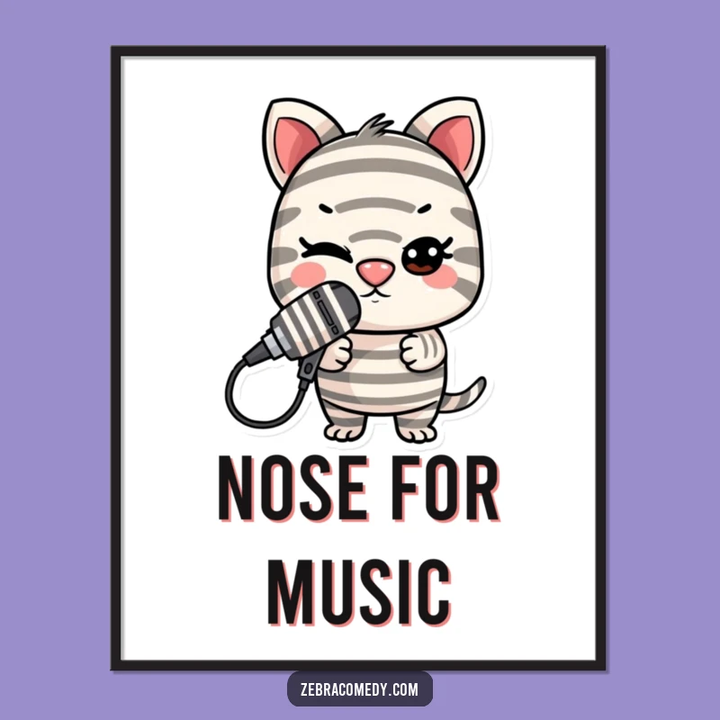 Funny Striped Microphone Digital Print: Stage-Worthy Wall Art for Instant Performance Joy