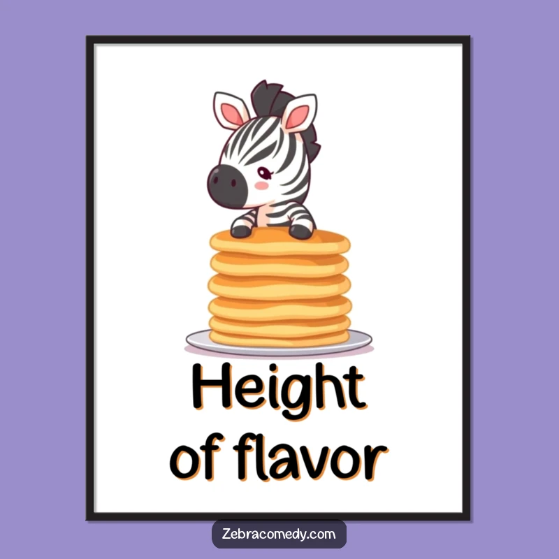 Funny Tiny Zebra Pancake Digital Art, Instant Breakfast Humor for Your Walls, a Fun Gift