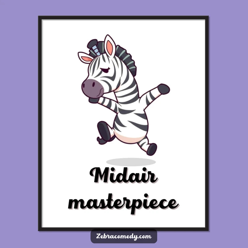 Funny Tripping Zebra Digital Art - Instant Hilarious Mid-Air Surprise Decor