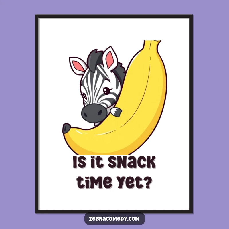 Funny Zebra Banana Peek Digital Art: Instantly Download Hilarious Wall Art for Your Home!