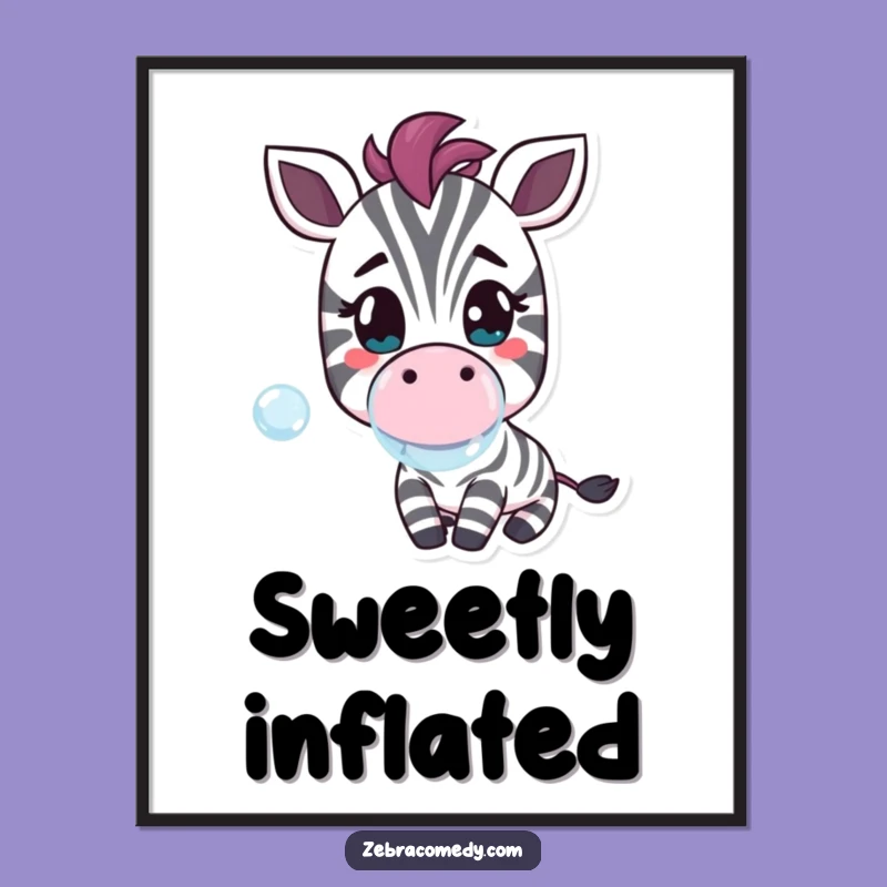 Funny Zebra Bubble Digital Art - Printable Cheerful Wall Decor