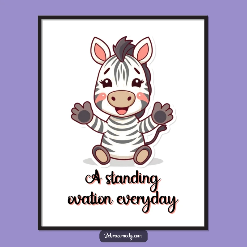 Funny Zebra Digital Art: Joyful Clapping Zebra, Instant Funny Gift