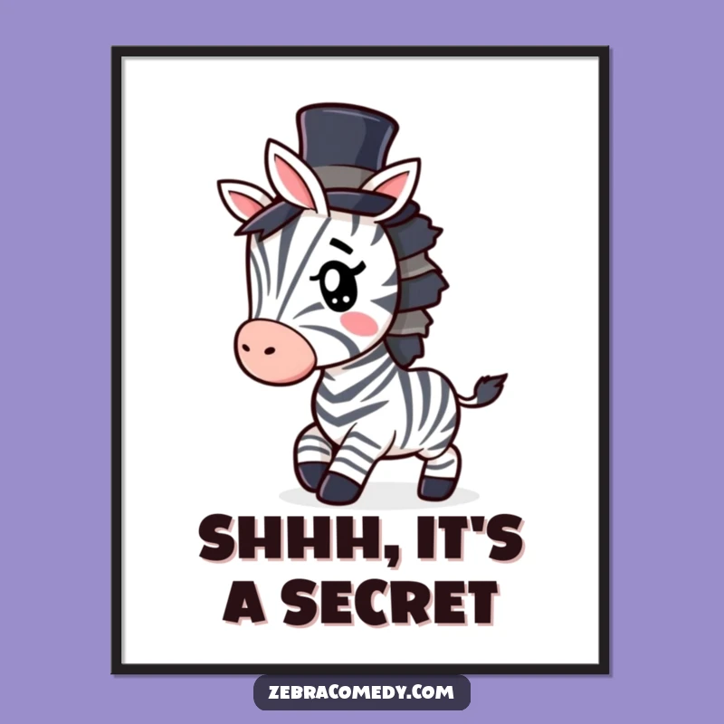 Funny Zebra Digital Art: Top Hat Mischief, Instant Funny Gift