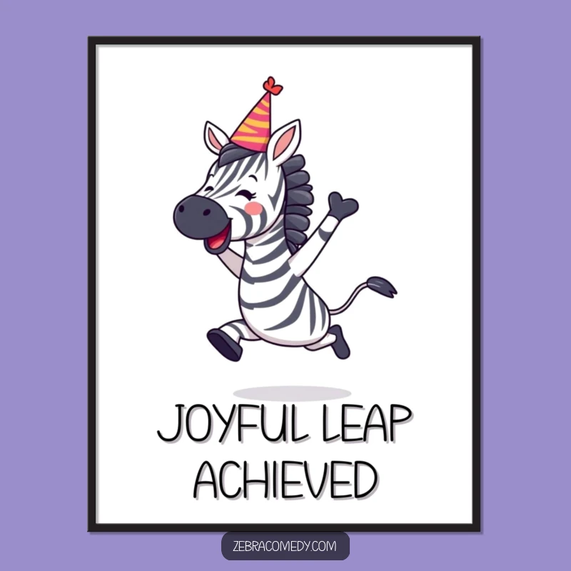 Funny Zebra Party Leap Digital Art: Instant Download for Festive Decor