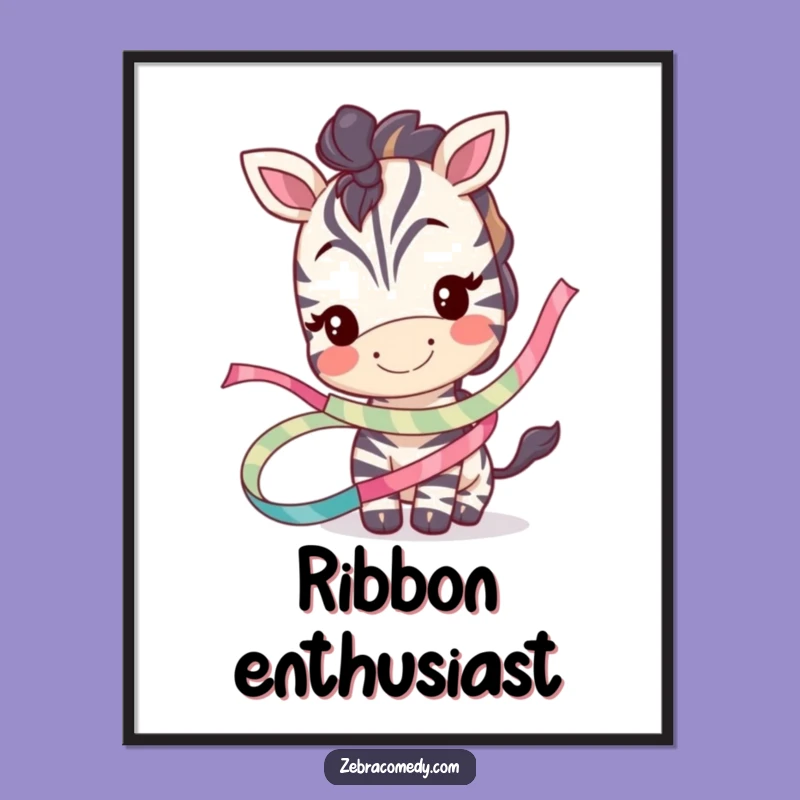 Funny Zebra Ribbon Digital Art: Instant Whimsy, Perfect Funny Gift!
