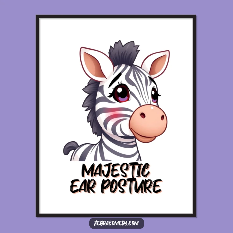 Instant Funny Zebra Wonder Digital Art: Printable Animal Decor