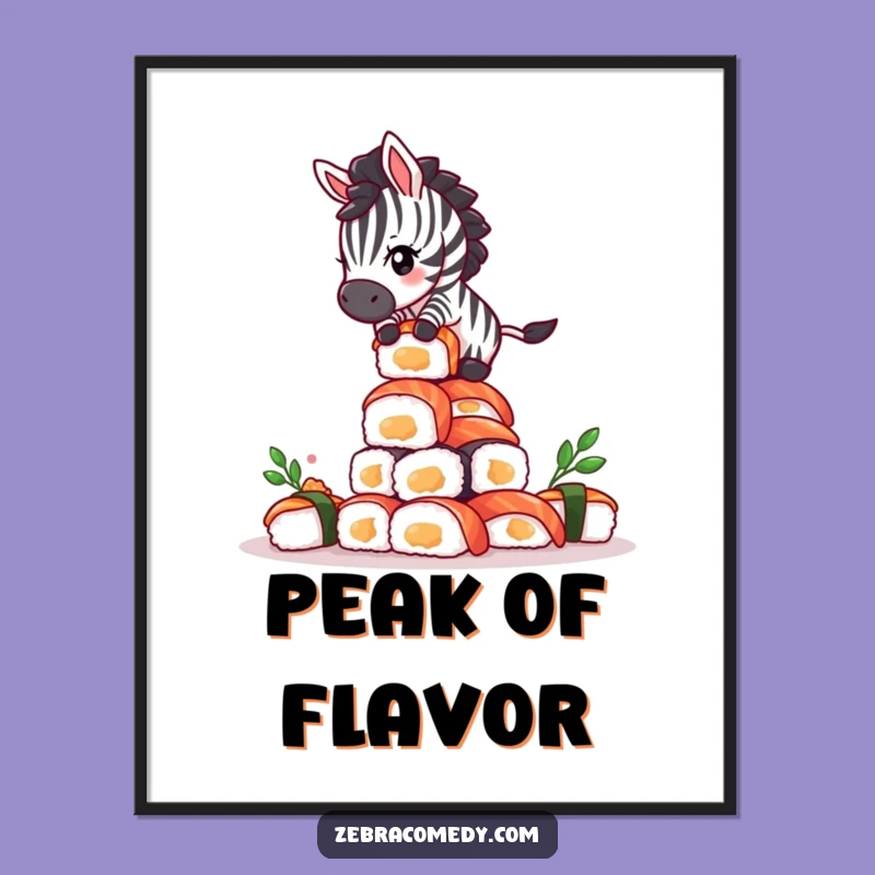 Funny Zebra Sushi Digital Art - Giddy Balancing Act Print, Instant Download Gift