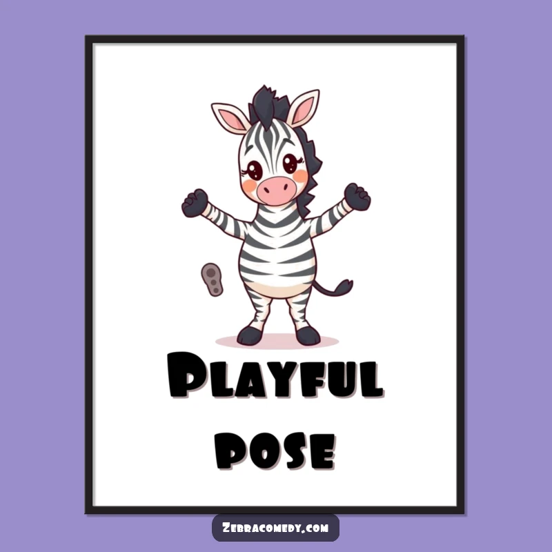 Funny Cross-Legged Zebra Digital Art Print: Hilarious Dance Art for Walls