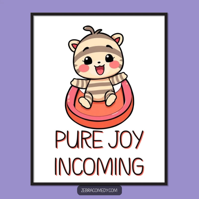 Funny Striped Character Rainbow Slide Digital Art: Instant Joyful Wall Decor