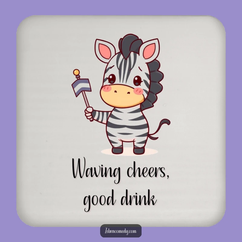 Funny Zebra Flag Waving Coasters: Protect Your Table with Joyful Art