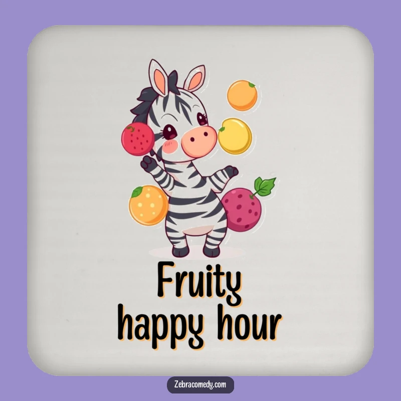 Funny Zebra Fruit Juggling Coaster - Whimsical Cartoon Drink Accessory