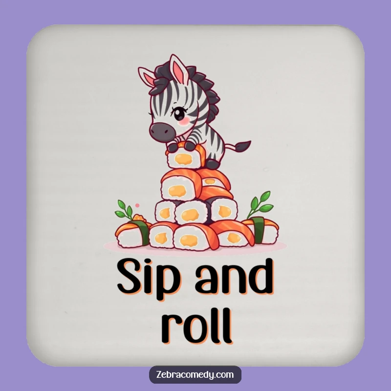 Funny Zebra Sushi Coasters (Set of 4) - Balancing Act Art, Protect Surfaces Gift