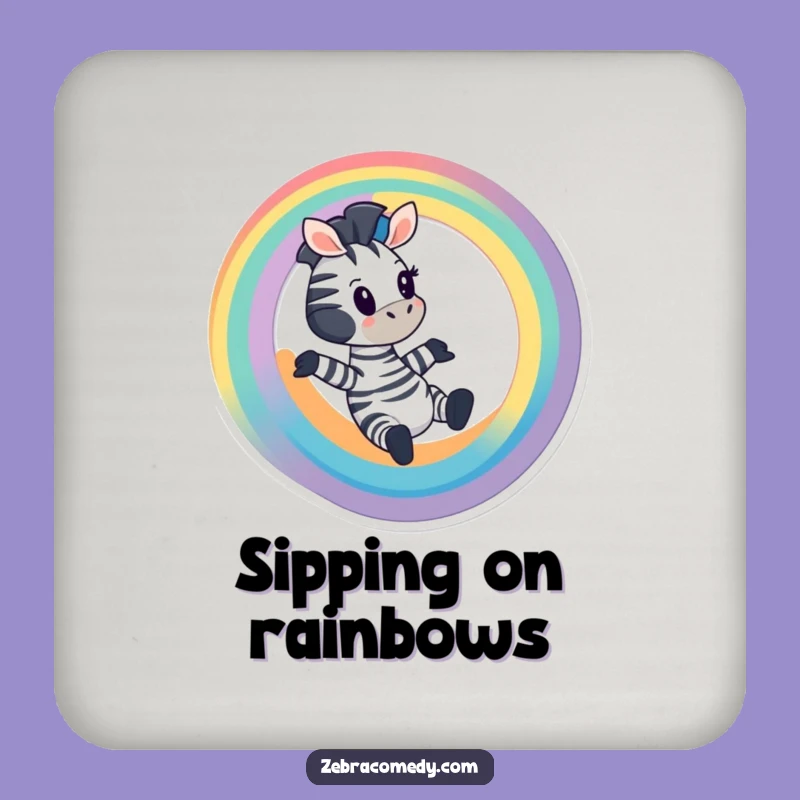 Funny Zebra Rainbow Slide Coasters: Protect Surfaces with Whimsy, Perfect Gift Set