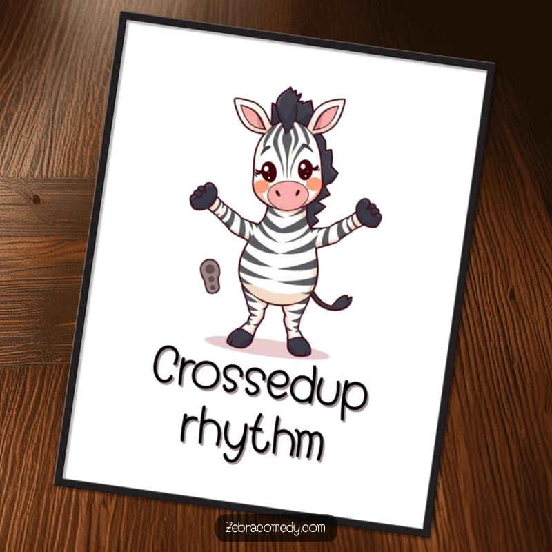 Funny Poster: A zebra character executes a silly dance with legs crossed, creating a humorous and eye-catching piece of wall art.